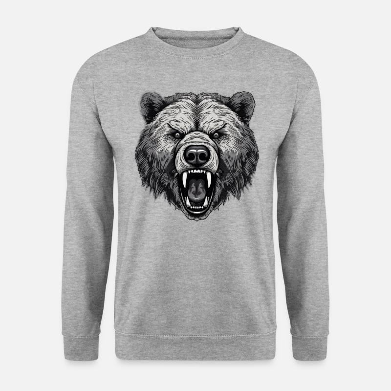 Bär - Unisex Pullover - Weißgrau meliert