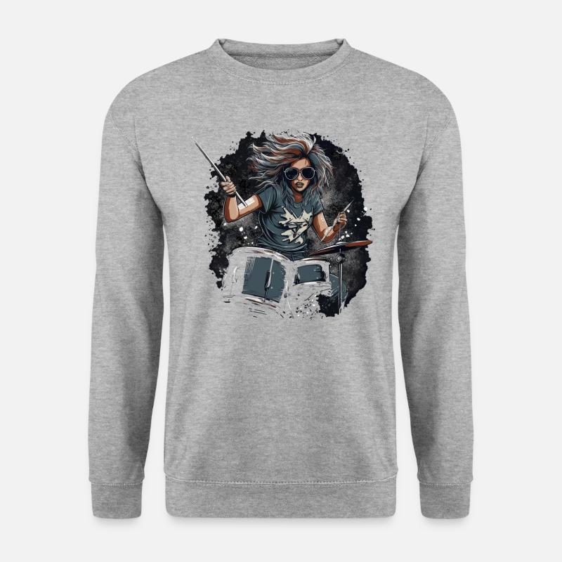 Drummer Girl - Unisex Pullover - Weißgrau meliert