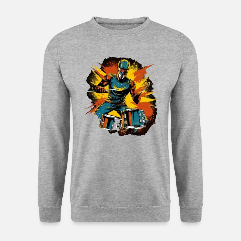 Space Drummer - Unisex Pullover - Weißgrau meliert