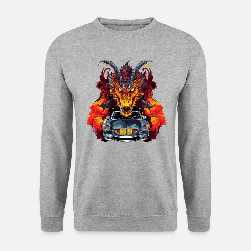 Drachen Auto - Unisex Pullover - Weißgrau meliert