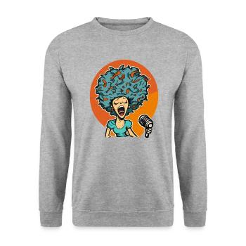 Sängerin - Unisex Pullover - Weißgrau meliert - Vorne - Alina (178cm) & Michal (187cm)