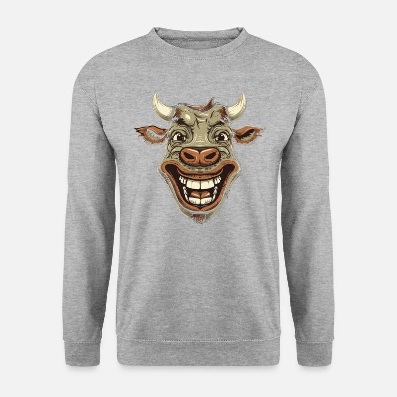 Kuh lacht - Unisex Pullover - Weißgrau meliert