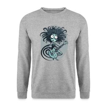 Guitar Lady - Unisex Pullover - Weißgrau meliert - Vorne - Alina (178cm) & Michal (187cm)