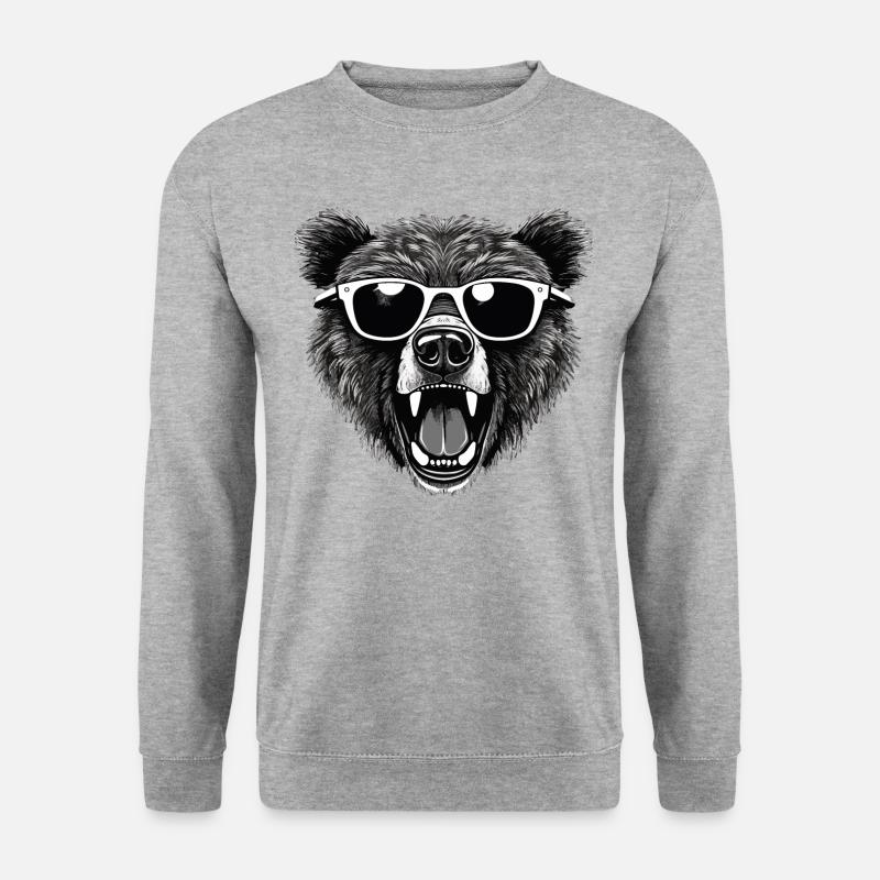 Bär Kopf - Unisex Pullover - Weißgrau meliert