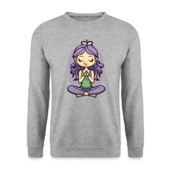 Yoga Lotus Pose - Unisex Pullover - Weißgrau meliert - Vorne - Alina (178cm) & Michal (187cm)