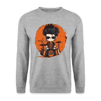 Drummer Punk - Unisex Pullover - Weißgrau meliert - Vorne - Alina (178cm) & Michal (187cm)