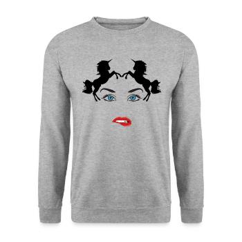 Pop art unicorn face. - Unisex Sweatshirt - salt & pepper - Front - Alina (178cm) & Michal (187cm)