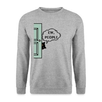 EW PEOPLE / Funny cat - Unisex Sweatshirt - salt & pepper - Front - Alina (178cm) & Michal (187cm)
