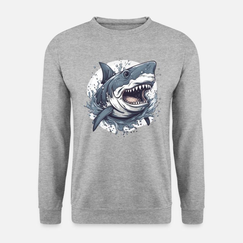 Shark Haifisch - Unisex Pullover - Weißgrau meliert