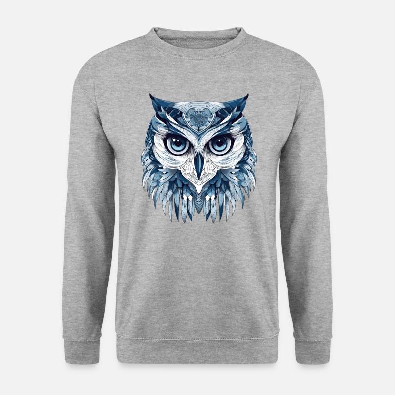 Owl Eule - Unisex Pullover - Weißgrau meliert