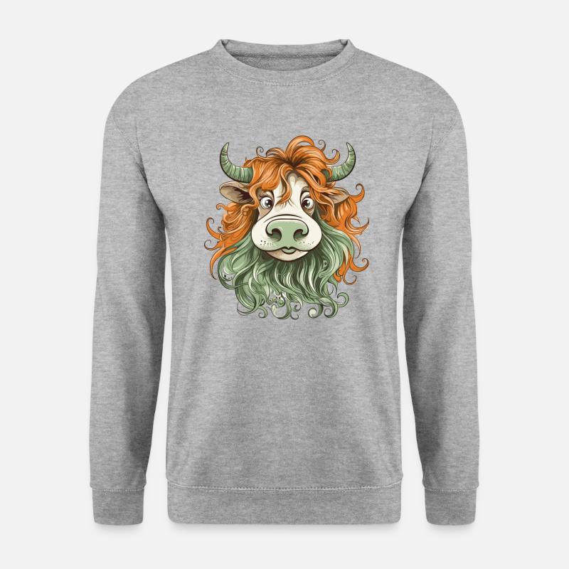 Kuh - Unisex Pullover - Weißgrau meliert