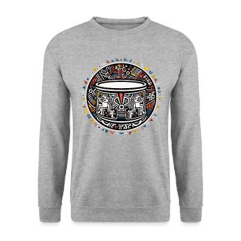 Drum Schlagzeug - Unisex Pullover - Weißgrau meliert - Vorne - Alina (178cm) & Michal (187cm)