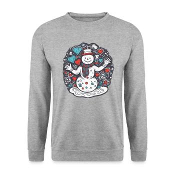 Schneemann - Unisex Pullover - Weißgrau meliert - Vorne - Alina (178cm) & Michal (187cm)