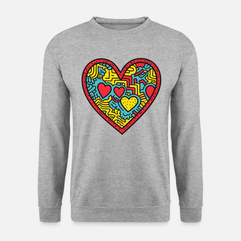 Herz Liebe - Unisex Pullover - Weißgrau meliert