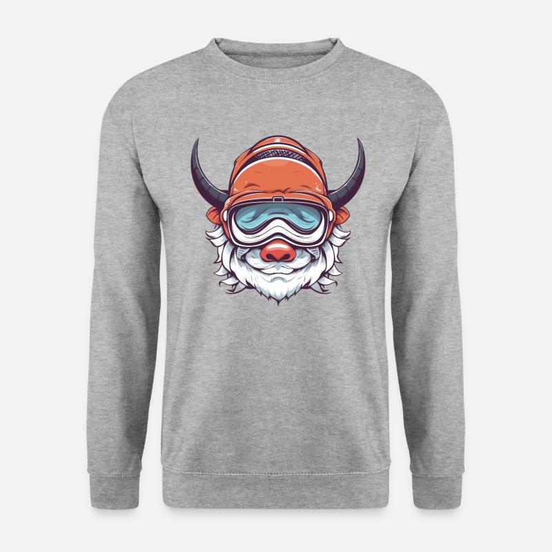 Bulle Stier Flieger Ski - Unisex Pullover - Weißgrau meliert