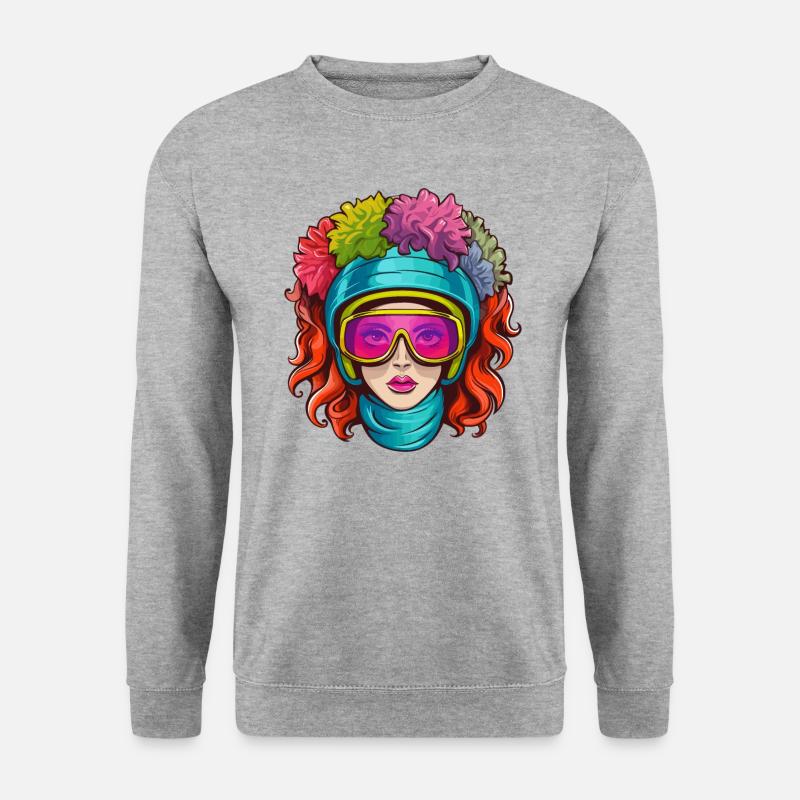 Creazy Ski Frau - Unisex Pullover - Weißgrau meliert