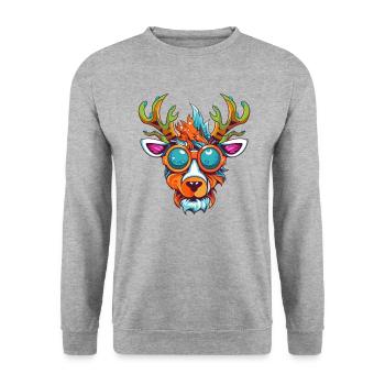 Rentier Flieger Wintersport - Unisex Pullover - Weißgrau meliert - Vorne - Alina (178cm) & Michal (187cm)