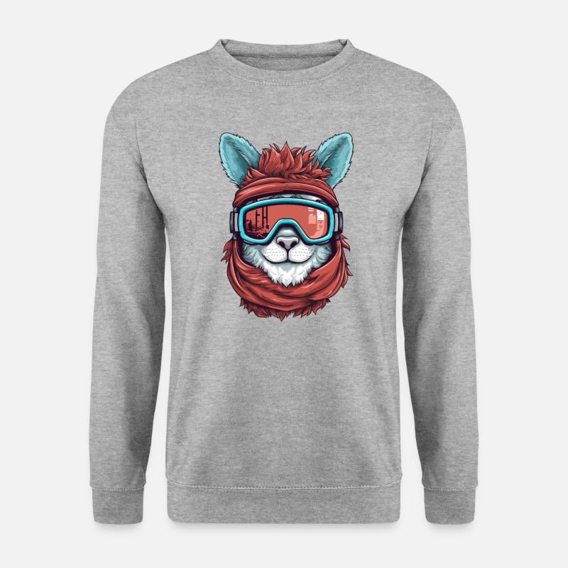 Lama Wintersport - Unisex Pullover - Weißgrau meliert
