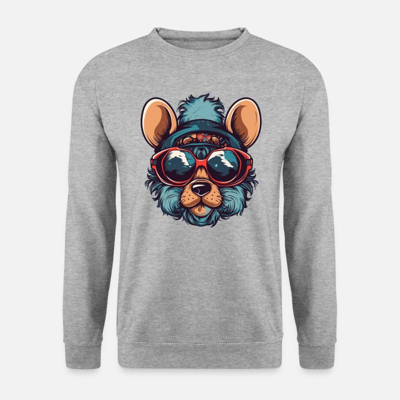 Maus Brille - Unisex Pullover - Weißgrau meliert