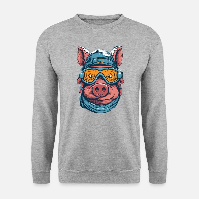 Schwein Brille - Unisex Pullover - Weißgrau meliert