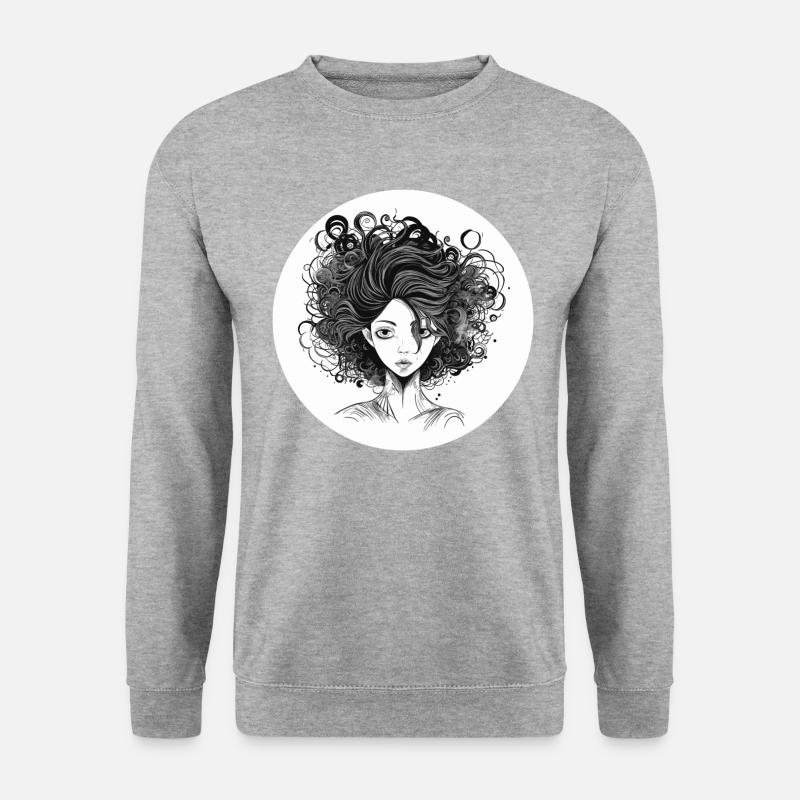 Frau wilde Frisur - Unisex Pullover - Weißgrau meliert