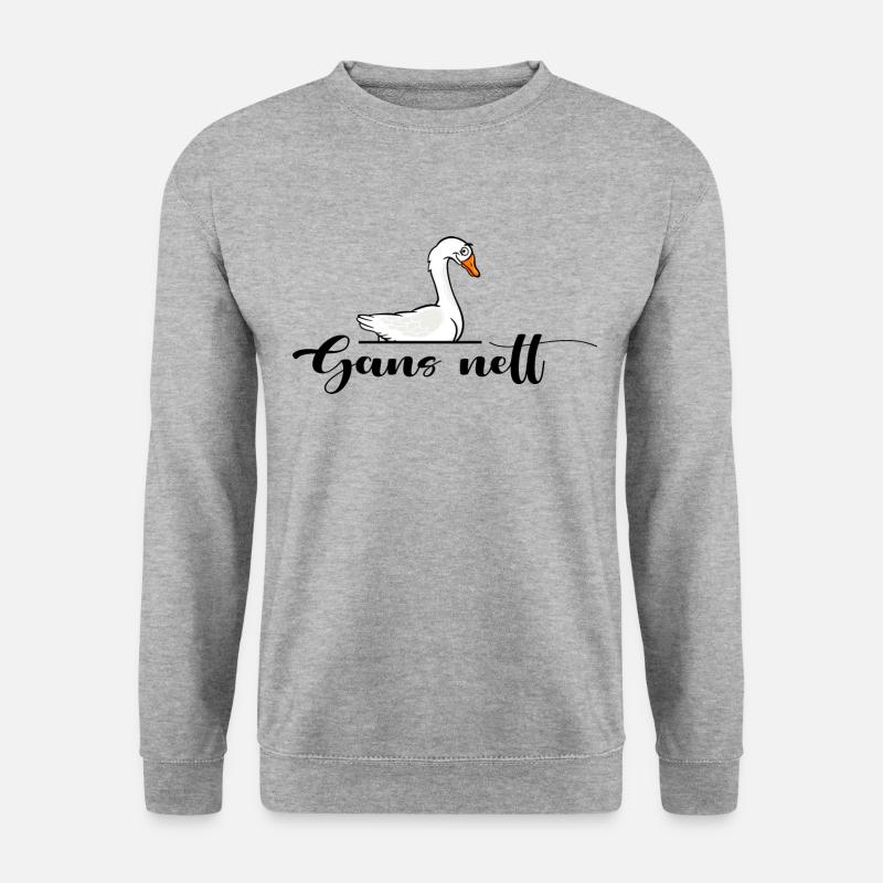 gänse gänsebraten gänsefreund gans nett gänsefeder - Unisex Pullover - Weißgrau meliert