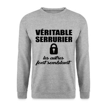 Véritable serrurier les autres font semblant - Sweat-shirt Unisexe - gris chiné - Devant - Alina (178cm) & Michal (187cm)
