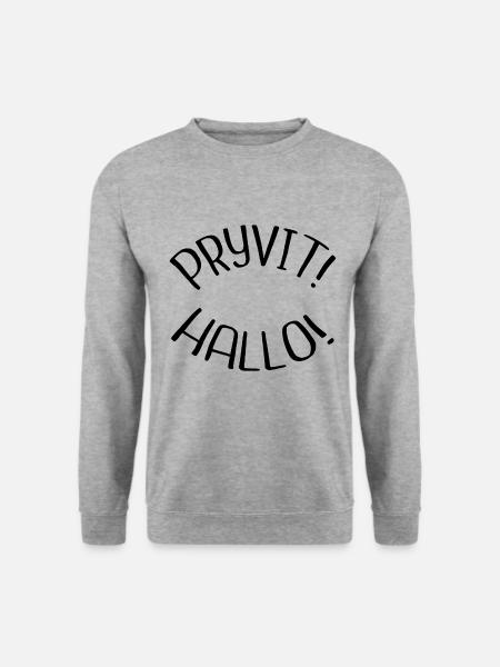 Ukrainer Ukrainerin Ukraine Pryvit-Hallo Geschenk - Unisex Pullover - Weißgrau meliert