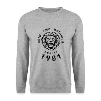 44. Geburtstag Wild, free & untamed since 08/1981 - Unisex Sweatshirt - salt & pepper - Front - Alina (178cm) & Michal (187cm)