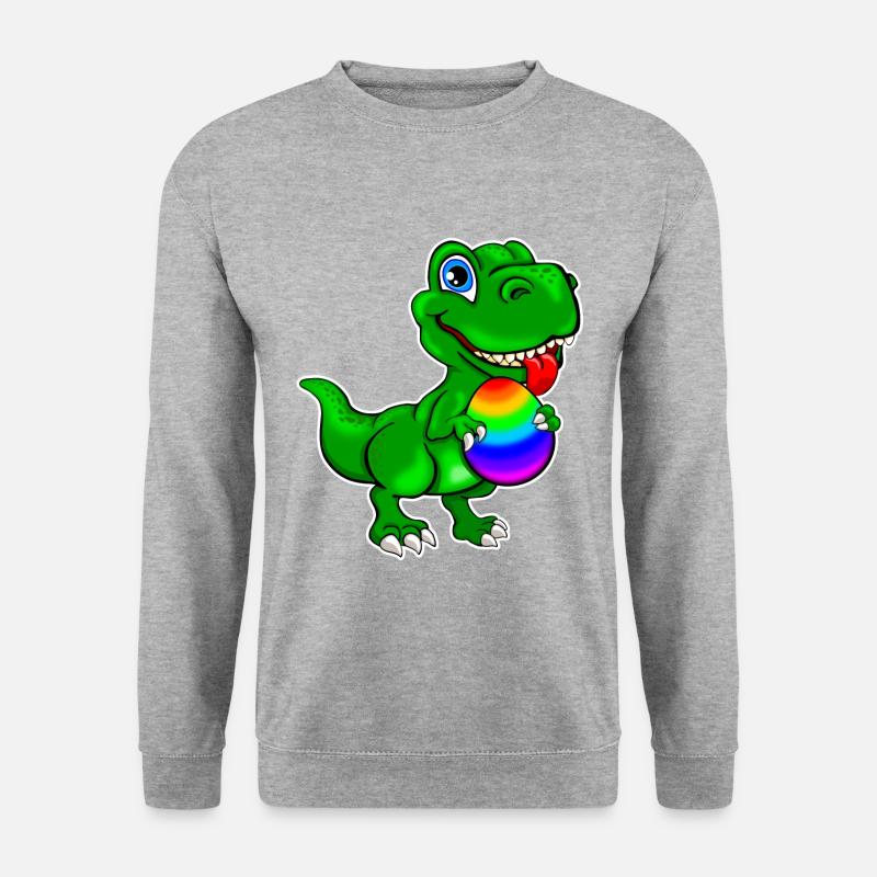 Dino mit Osterei - Unisex Pullover - Weißgrau meliert