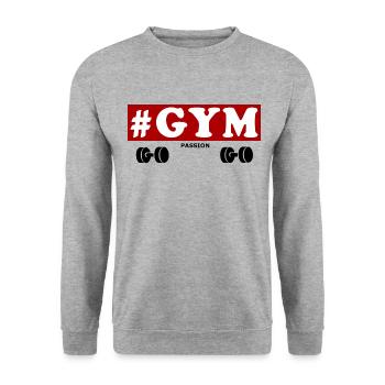 #Gym Fitness Passion Sport Geschenk Hanteln - Unisex Pullover - Weißgrau meliert - Vorne - Alina (178cm) & Michal (187cm)