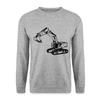 Bagger Kettenbagger Erdbau Tiefbau excavatrice - Unisex Pullover - Weißgrau meliert - Vorne - Alina (178cm) & Michal (187cm)