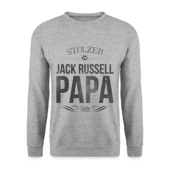 Stolzer Jack Russel Terrier-Papa - Unisex Pullover - Weißgrau meliert - Vorne - Alina (178cm) & Michal (187cm)