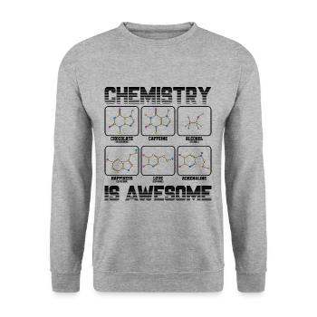 Chimie caféine alcool amour molécule cadeau - Sweat-shirt Unisexe - gris chiné - Devant - Alina (178cm) & Michal (187cm)