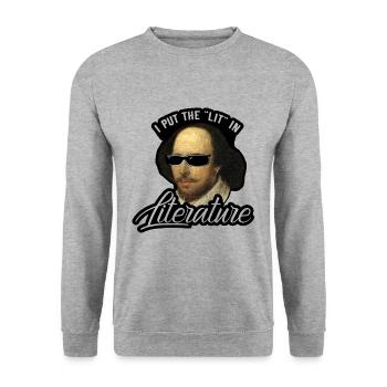 Shakespeare literature bookworm - Unisex Sweatshirt - salt & pepper - Front - Alina (178cm) & Michal (187cm)