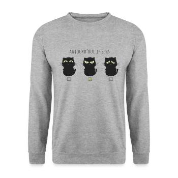 Aujourd'hui chat énervé - Sweat-shirt Unisexe - gris chiné - Devant - Alina (178cm) & Michal (187cm)