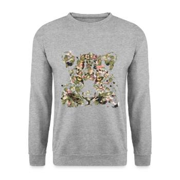 Portrait eines großen Leoparden - Unisex Pullover - Weißgrau meliert - Vorne - Alina (178cm) & Michal (187cm)