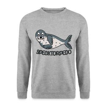 Robbe Lustig - Unisex Pullover - Weißgrau meliert - Vorne - Alina (178cm) & Michal (187cm)