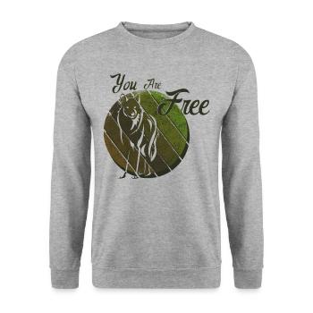 You are a Free Wolf - Unisex Sweatshirt - salt & pepper - Front - Alina (178cm) & Michal (187cm)