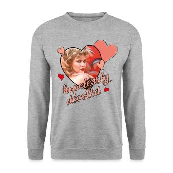 Grease Sandy Olsson Hopelessly Devoted - Unisex Sweatshirt - salt & pepper - Front - Alina (178cm) & Michal (187cm)