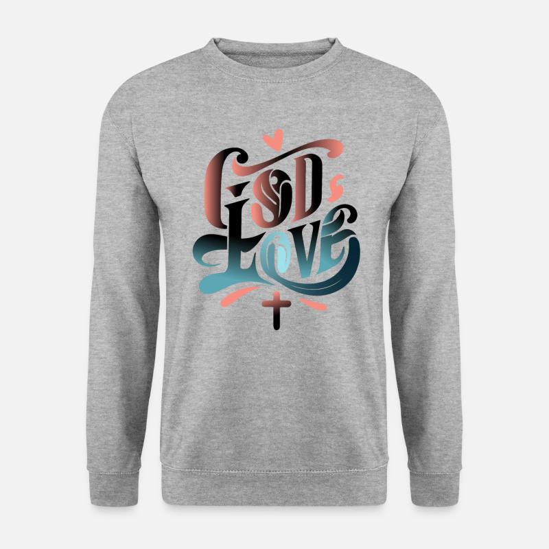 GOD & LOVE | Christliches Design - Unisex Pullover - Weißgrau meliert