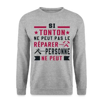 Si tonton ne peut pas le réparer personne ne peut - Sweat-shirt Unisexe - gris chiné - Devant - Alina (178cm) & Michal (187cm)