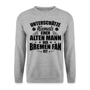 Old Man - Bremen Fan - Retro Vintage Football - Unisex Sweatshirt - salt & pepper - Front - Alina (178cm) & Michal (187cm)