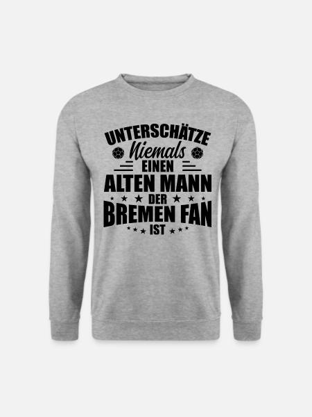 Alter Mann - Bremen Fan - Retro Vintage Fußball - Unisex Pullover - Weißgrau meliert