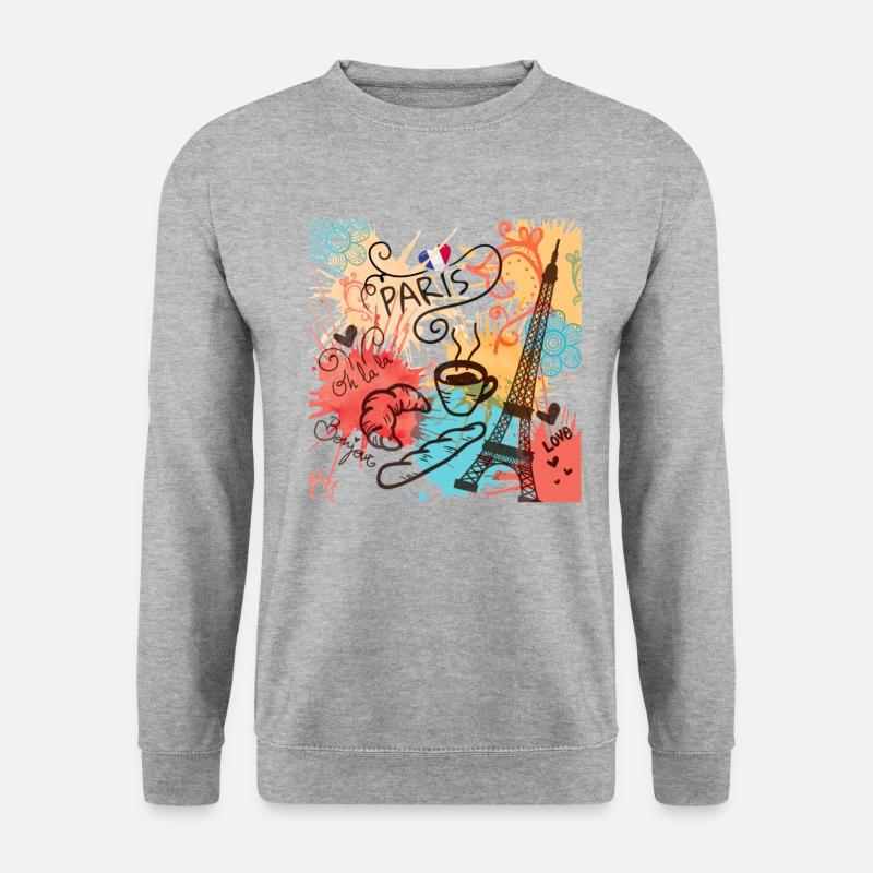 Paris Eiffelturm Frankreich - Unisex Pullover - Weißgrau meliert