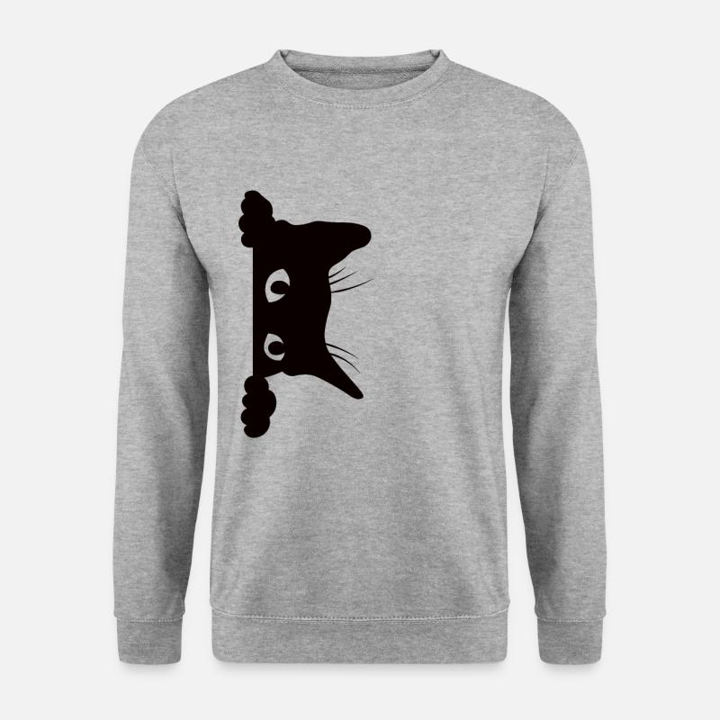 Sp�hen Sie neugierige Katzenliebhaber Geschenk Cat - Unisex Pullover - Weißgrau meliert