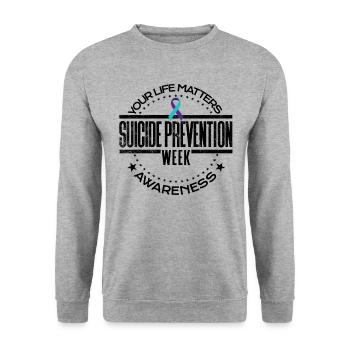 Selbstmordpr�vention Ihr Leben ist wichtig - Unisex Pullover - Weißgrau meliert - Vorne - Alina (178cm) & Michal (187cm)