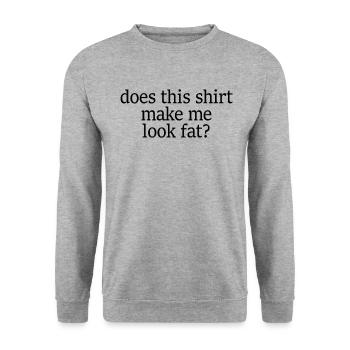 L�sst mich das Shirt Fett aussehen - Unisex Pullover - Weißgrau meliert - Vorne - Alina (178cm) & Michal (187cm)