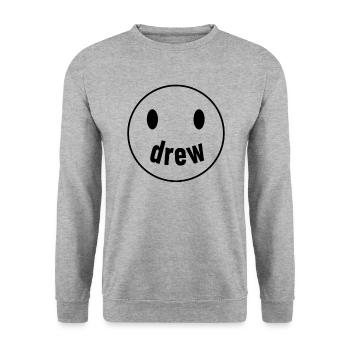 Drew Smiley Face zog gl�ckliches Gesicht Draw - Unisex Pullover - Weißgrau meliert - Vorne - Alina (178cm) & Michal (187cm)