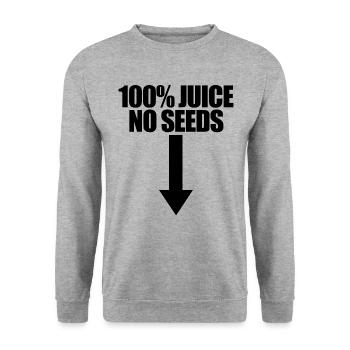 100% Saft ohne Samen Pfeil lustige M�nnervasektomi - Unisex Pullover - Weißgrau meliert - Vorne - Alina (178cm) & Michal (187cm)